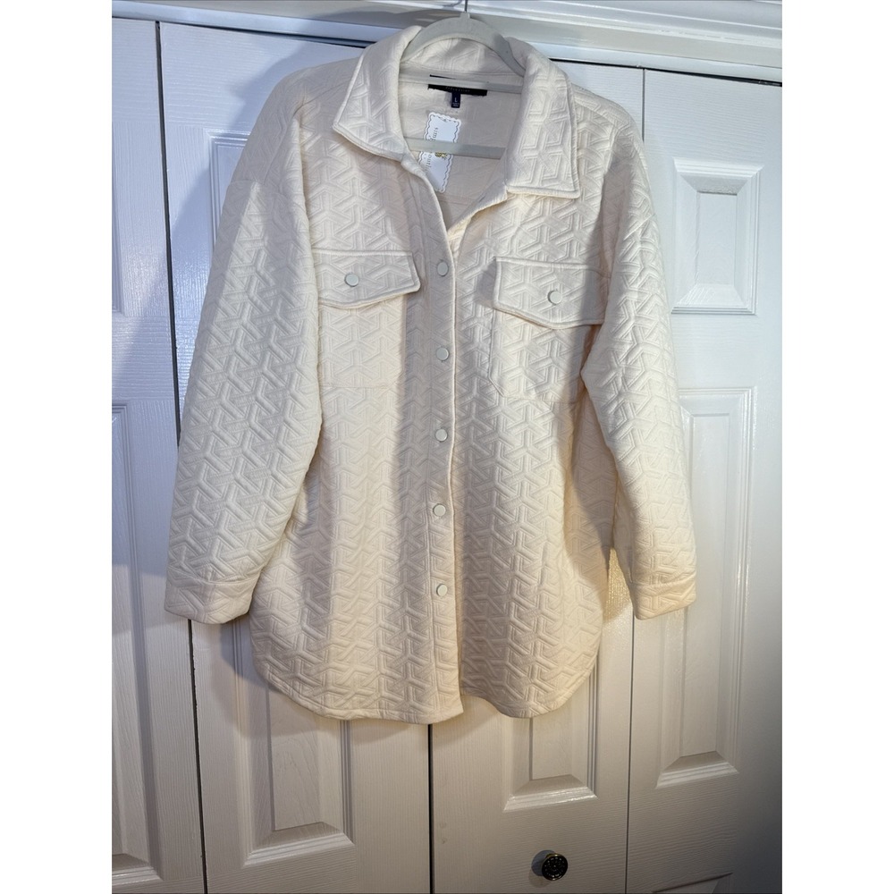 Simply Southern Shacket Women's Size Large Vanilla Quilted Pattern Button Up NWT